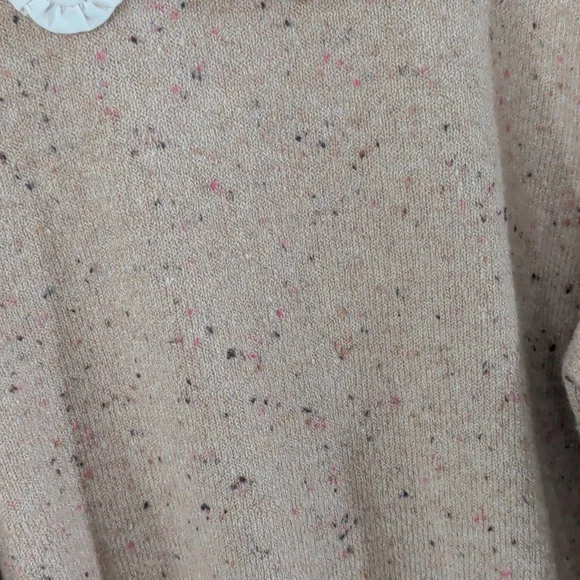 Neutral Marled Sweater Peter Pan Collar and Layered Shirt Hemline - Picture 4 of 12